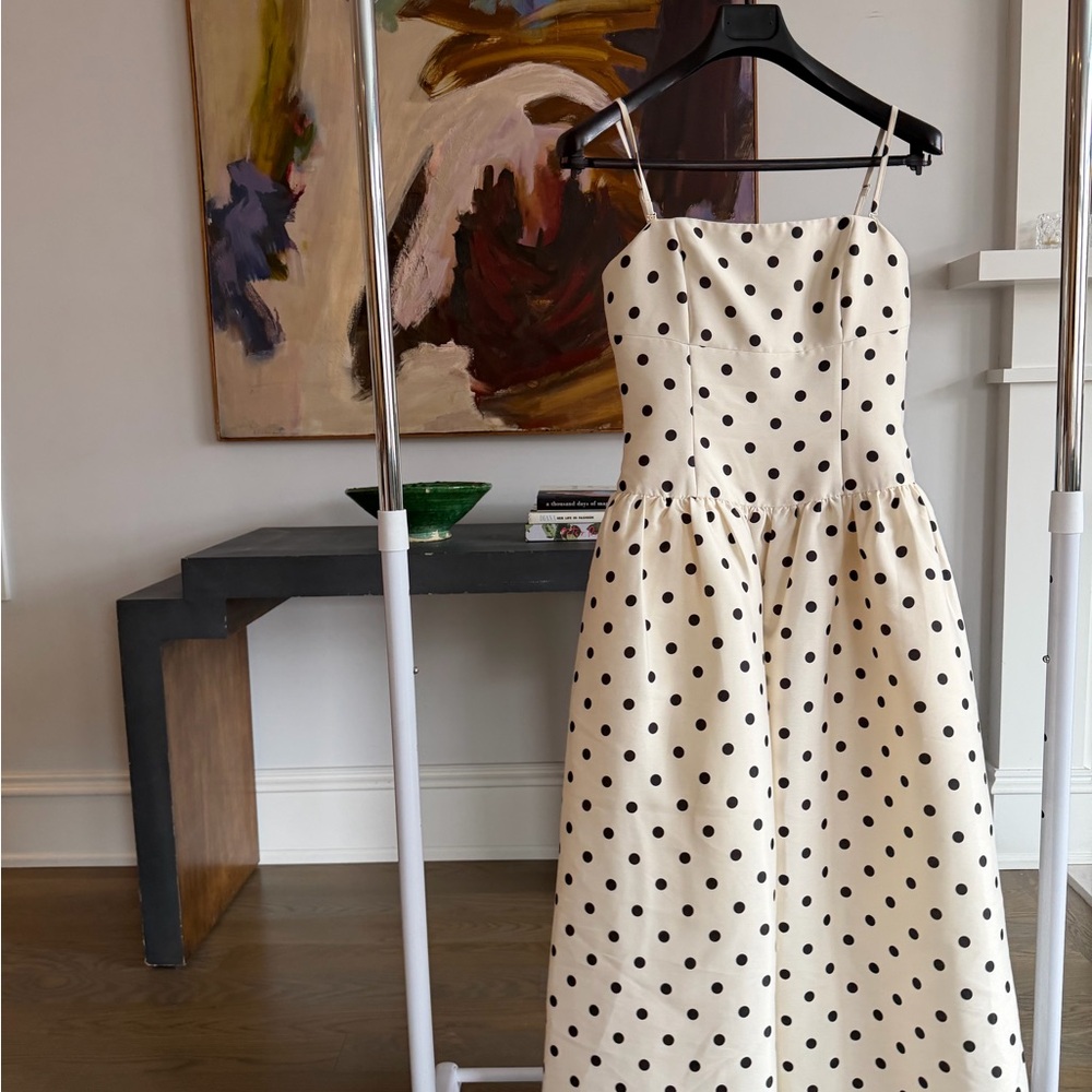 Self-Portrait Polka-dot taffetta corset dress
